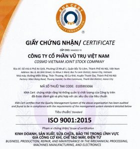Công ty Cổ Phần Vũ Trụ Việt Nam đạt Chứng Nhận ISO 9001:2015
