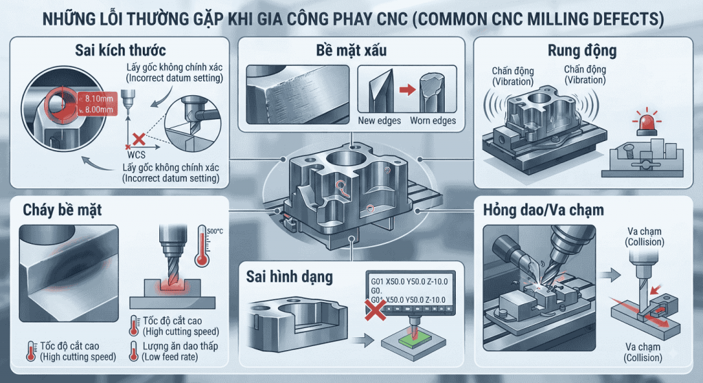 Những lỗi thường gặp khi gia công phay CNC