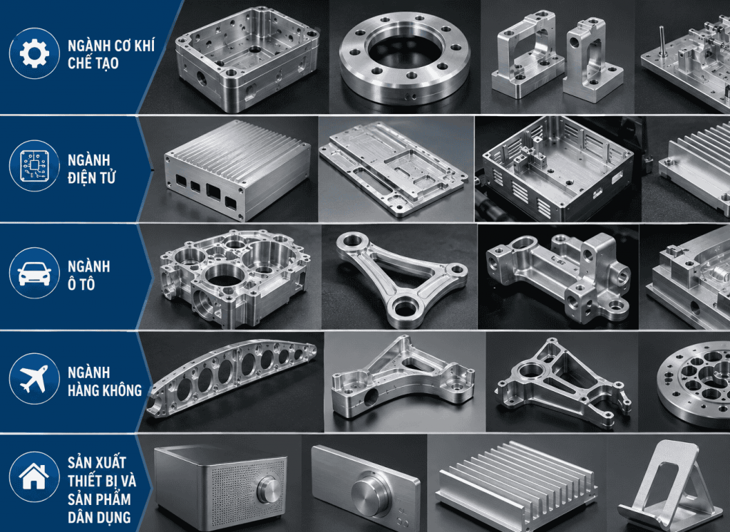 Ứng dụng thực tế của gia công phay CNC nhôm